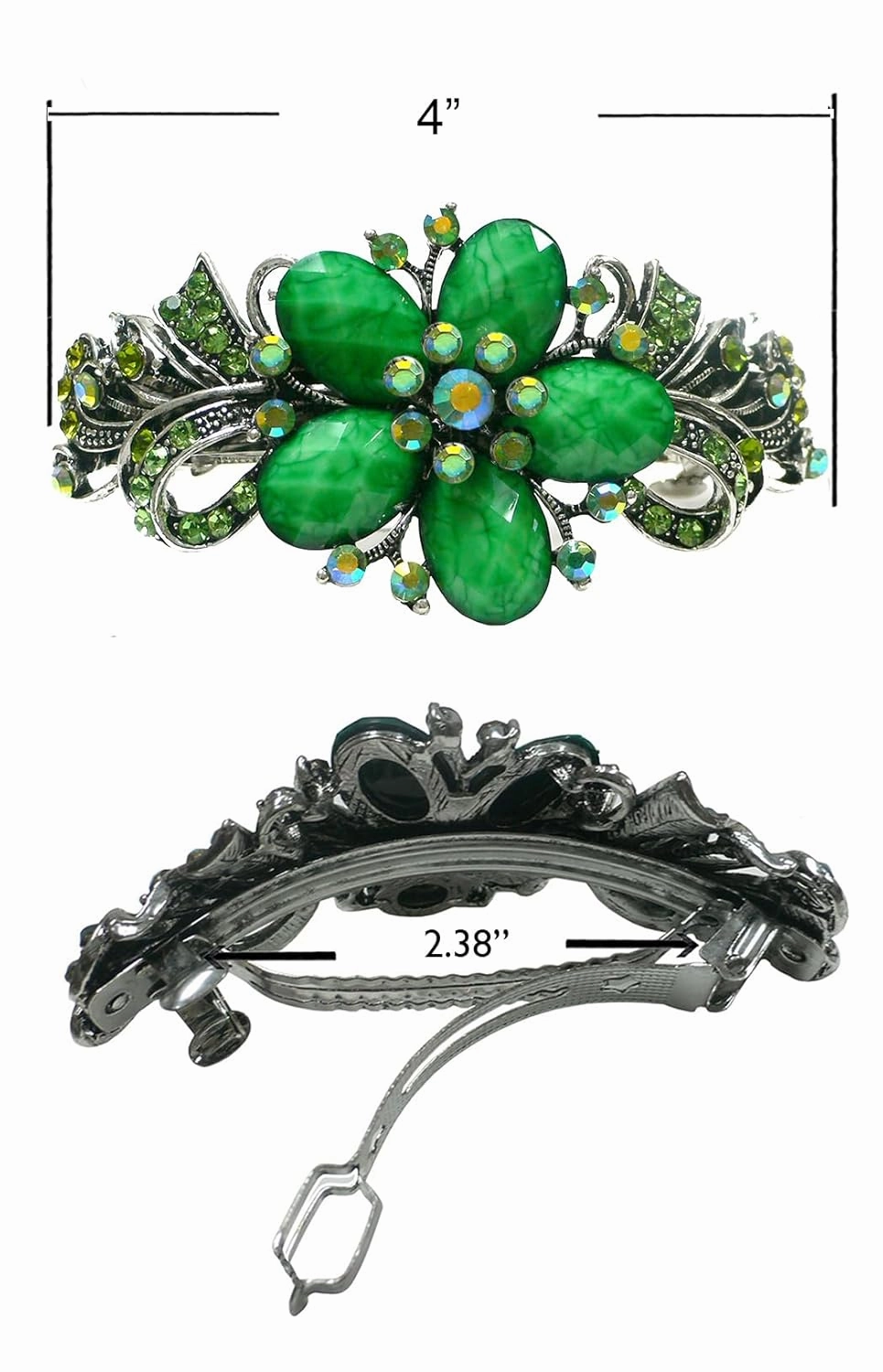Set of 4 JCGY Large Oval Crystal Catseye Thick Hair Barrettes NM86010-1-4oliLilacTaupeOWpG