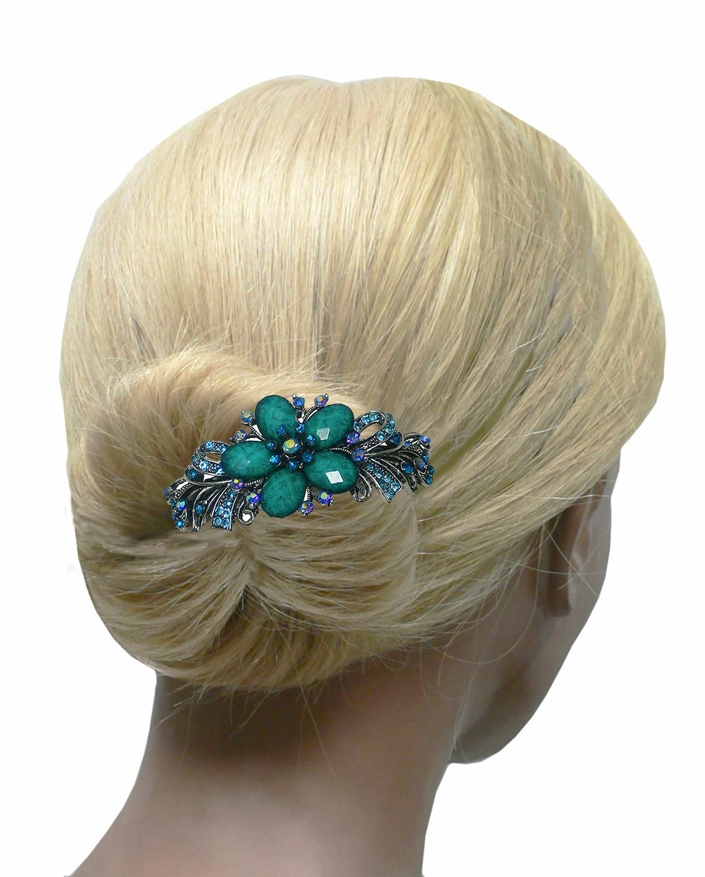 Set of 4 JCGY Large Oval Crystal Catseye Thick Hair Barrettes NM86010-1-4oliLilacTaupeOWpG