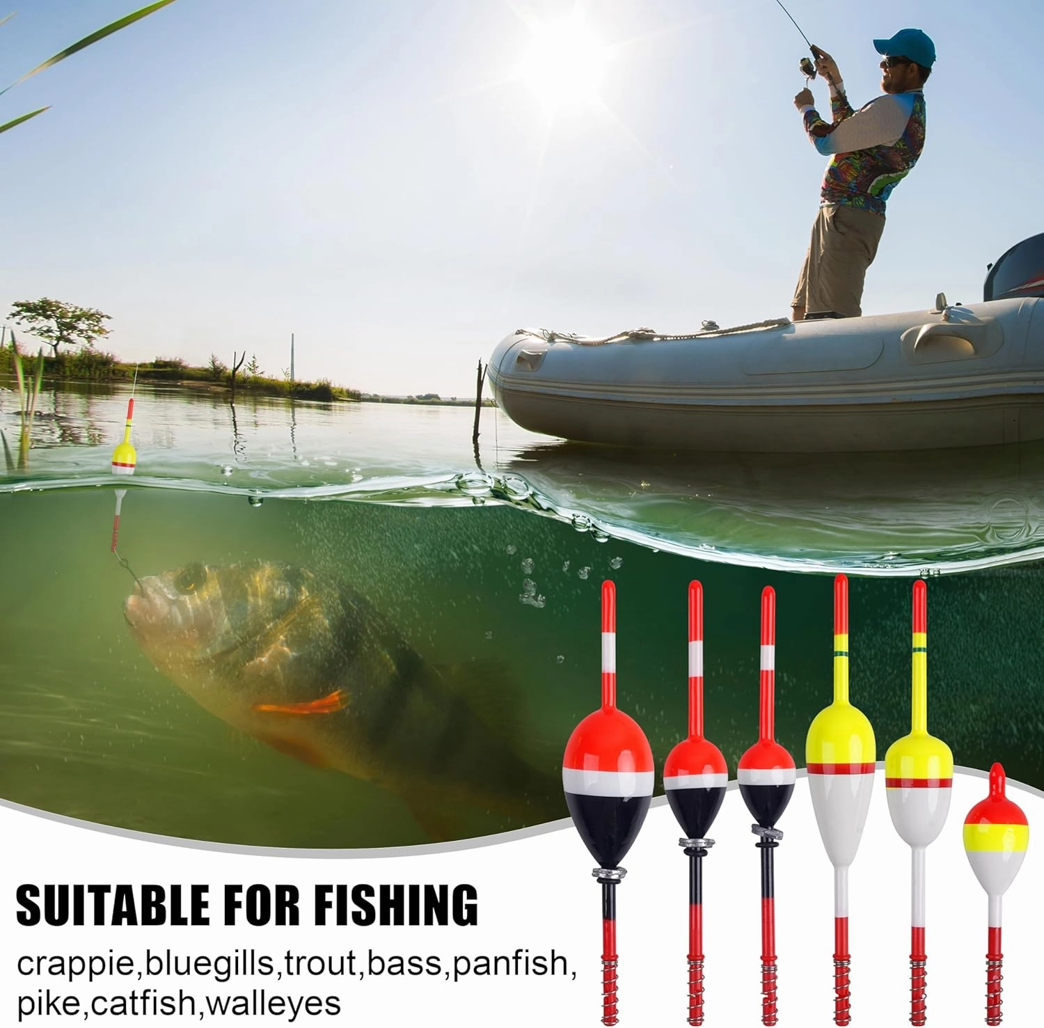 SILANON Wood Slip Bobbers Fishing Floats and Bobbers Spring Oval Stick Slip Floats for Crappie Catfish Trout Panfish Walleyes Fishing 5/10pcs