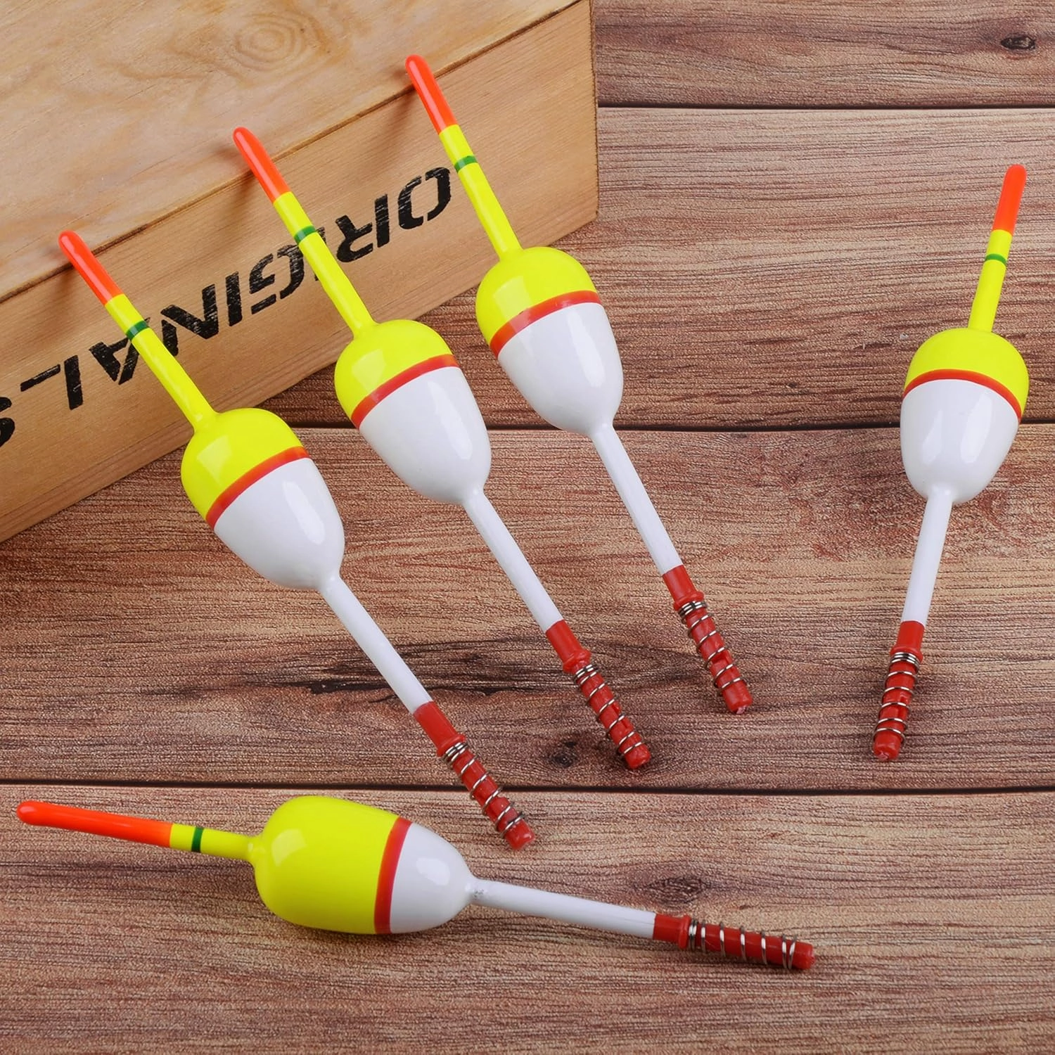 SILANON Wood Slip Bobbers Fishing Floats and Bobbers Spring Oval Stick Slip Floats for Crappie Catfish Trout Panfish Walleyes Fishing 5/10pcs