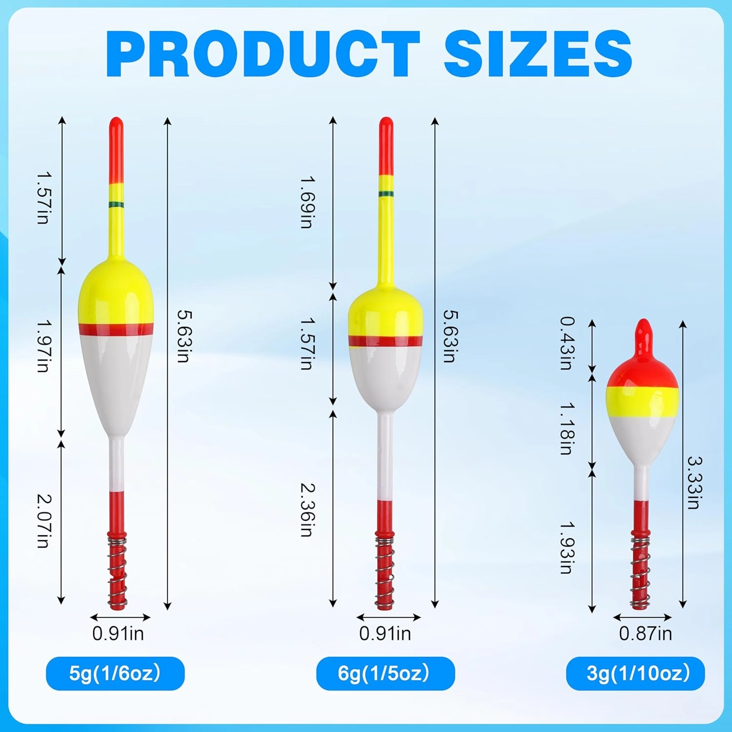 SILANON Wood Slip Bobbers Fishing Floats and Bobbers Spring Oval Stick Slip Floats for Crappie Catfish Trout Panfish Walleyes Fishing 5/10pcs