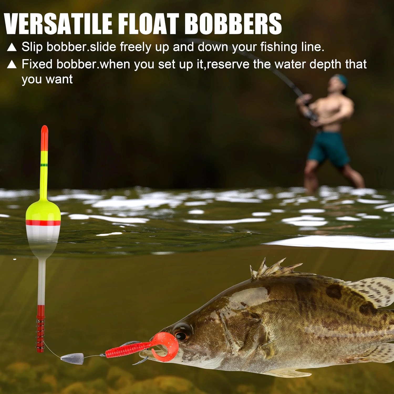 SILANON Wood Slip Bobbers Fishing Floats and Bobbers Spring Oval Stick Slip Floats for Crappie Catfish Trout Panfish Walleyes Fishing 5/10pcs