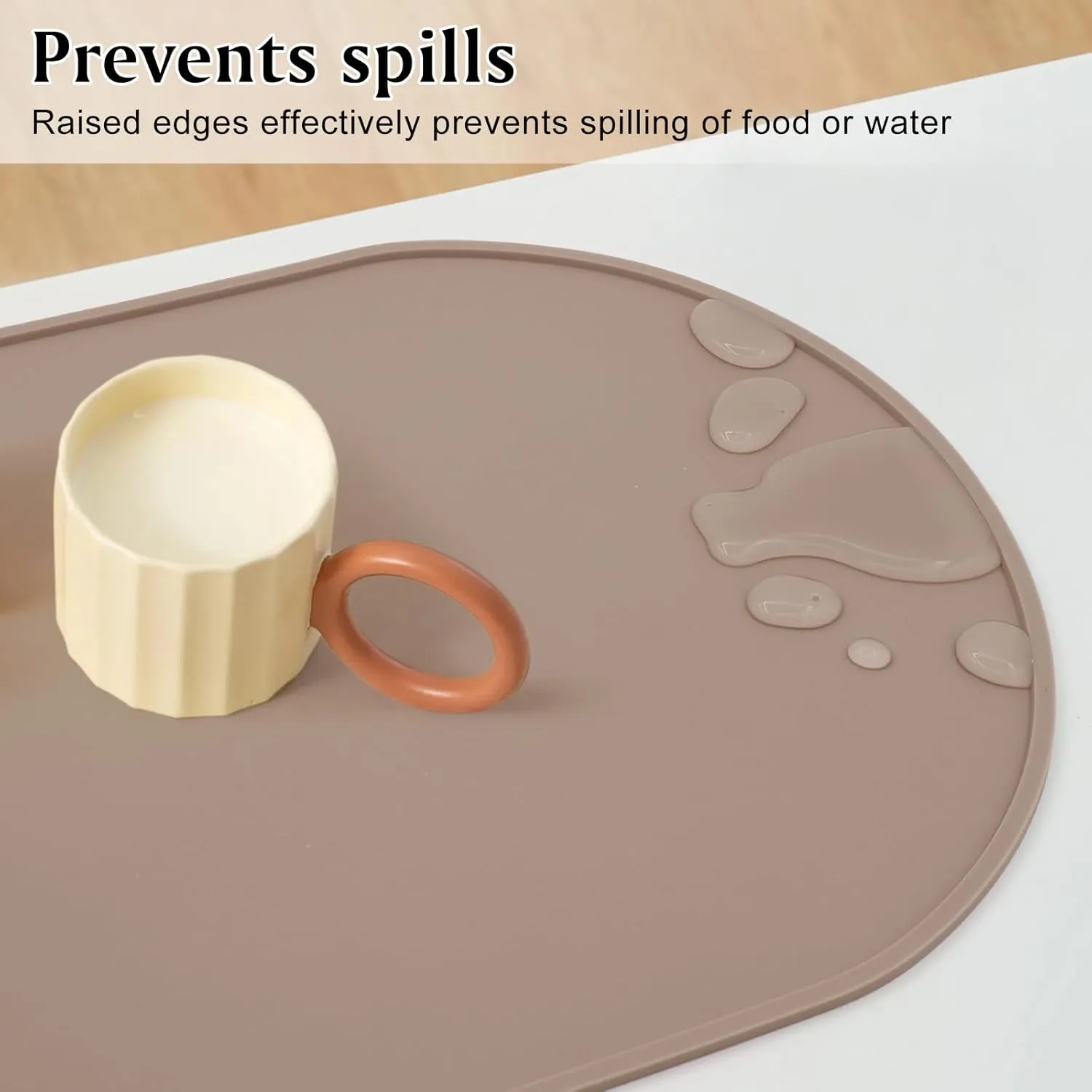 Silicone Placemat Set of 6, Heat Resistant Placemats for Dinning Table, Reusable Portable Kids Baby Placemats, Waterproof Stain-Proof Toddler Food Mats, Easy to Clean Silicone Mat Oval Placemat