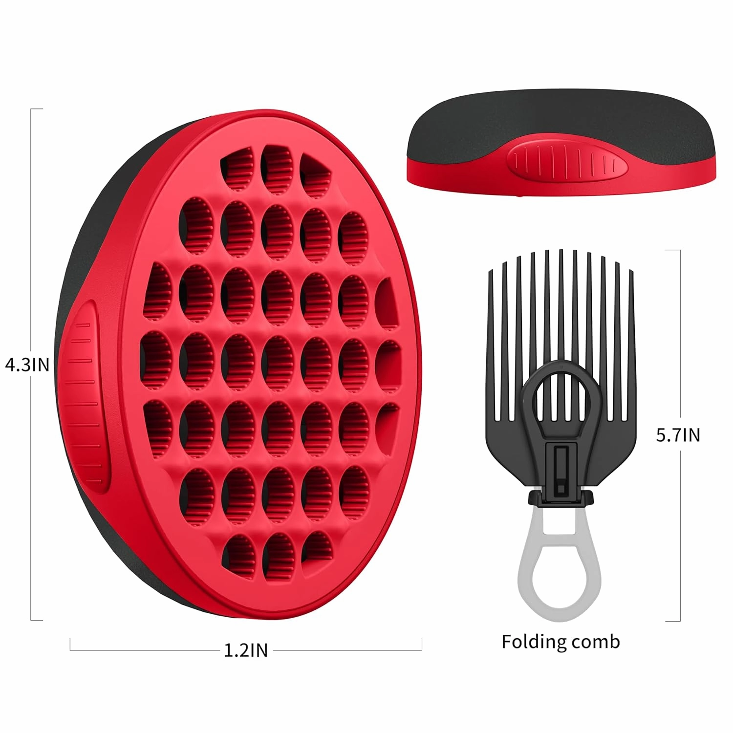 Silicone Curl Brush,Africa Comb,Magic Curly Hair Brush Twist Hair,Afro Pick,Men Women Boys Girls Wave Curler Tool,1 Set (Red)