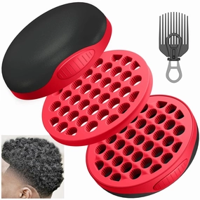 Silicone Curl Brush,Africa Comb,Magic Curly Hair Brush Twist Hair,Afro Pick,Men Women Boys Girls Wave Curler Tool,1 Set (Red)
