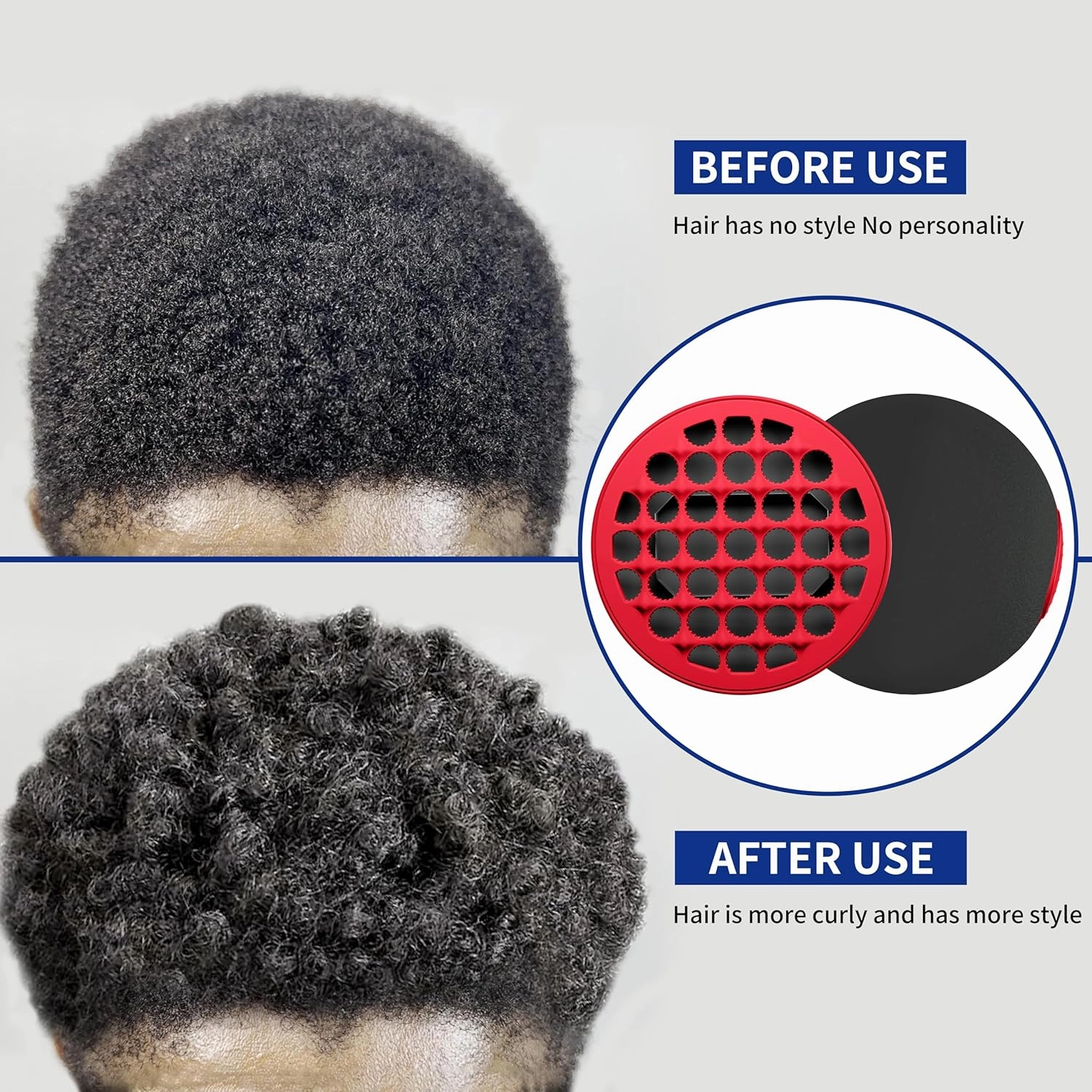 Silicone Curl Brush,Africa Comb,Magic Curly Hair Brush Twist Hair,Afro Pick,Men Women Boys Girls Wave Curler Tool,1 Set (Red)