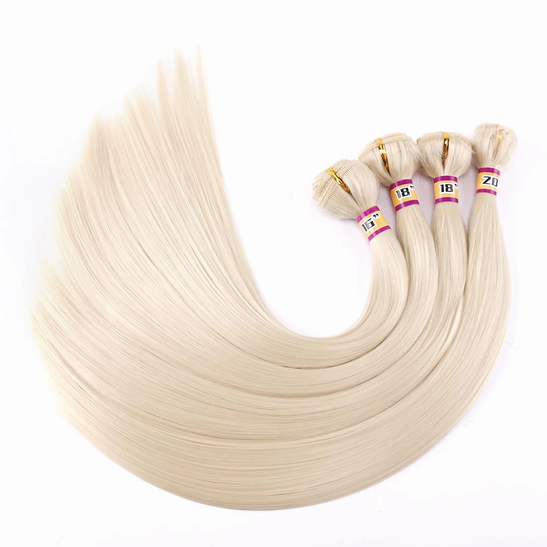 Silky Straight Synthetic Hair Weave 4 Hair Bundles Deals 16 18 18 20 Inches Color 613 Blonde Synthetic Hair Weft