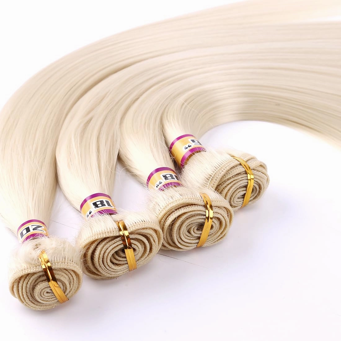 Silky Straight Synthetic Hair Weave 4 Hair Bundles Deals 16 18 18 20 Inches Color 613 Blonde Synthetic Hair Weft