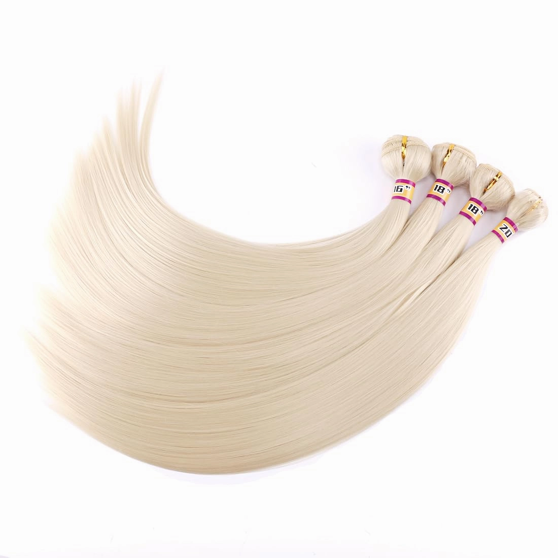 Silky Straight Synthetic Hair Weave 4 Hair Bundles Deals 16 18 18 20 Inches Color 613 Blonde Synthetic Hair Weft