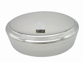 Silver Toned Etched Small Tropical Bird Pendant Oval Trinket Jewelry Box