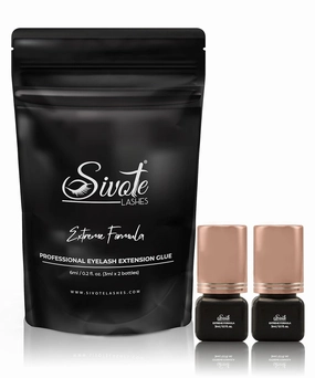 SIVOTE Extreme Eyelash Extension Glue, 0.5-1 Seconds Dry Time, Retention Up to 6-8 Weeks, 6ml (3ml x 2 Bottles)
