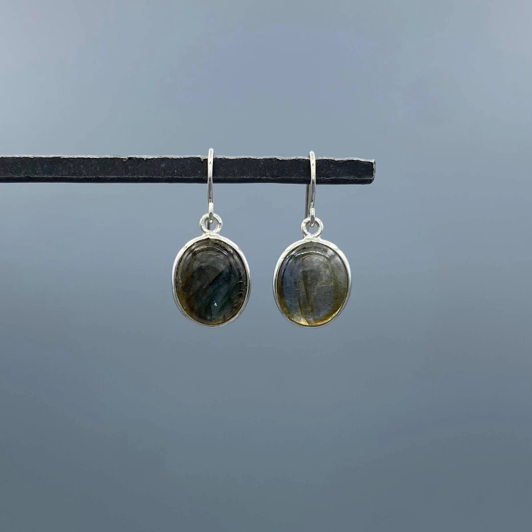 Small Labradorite Oval Earrings