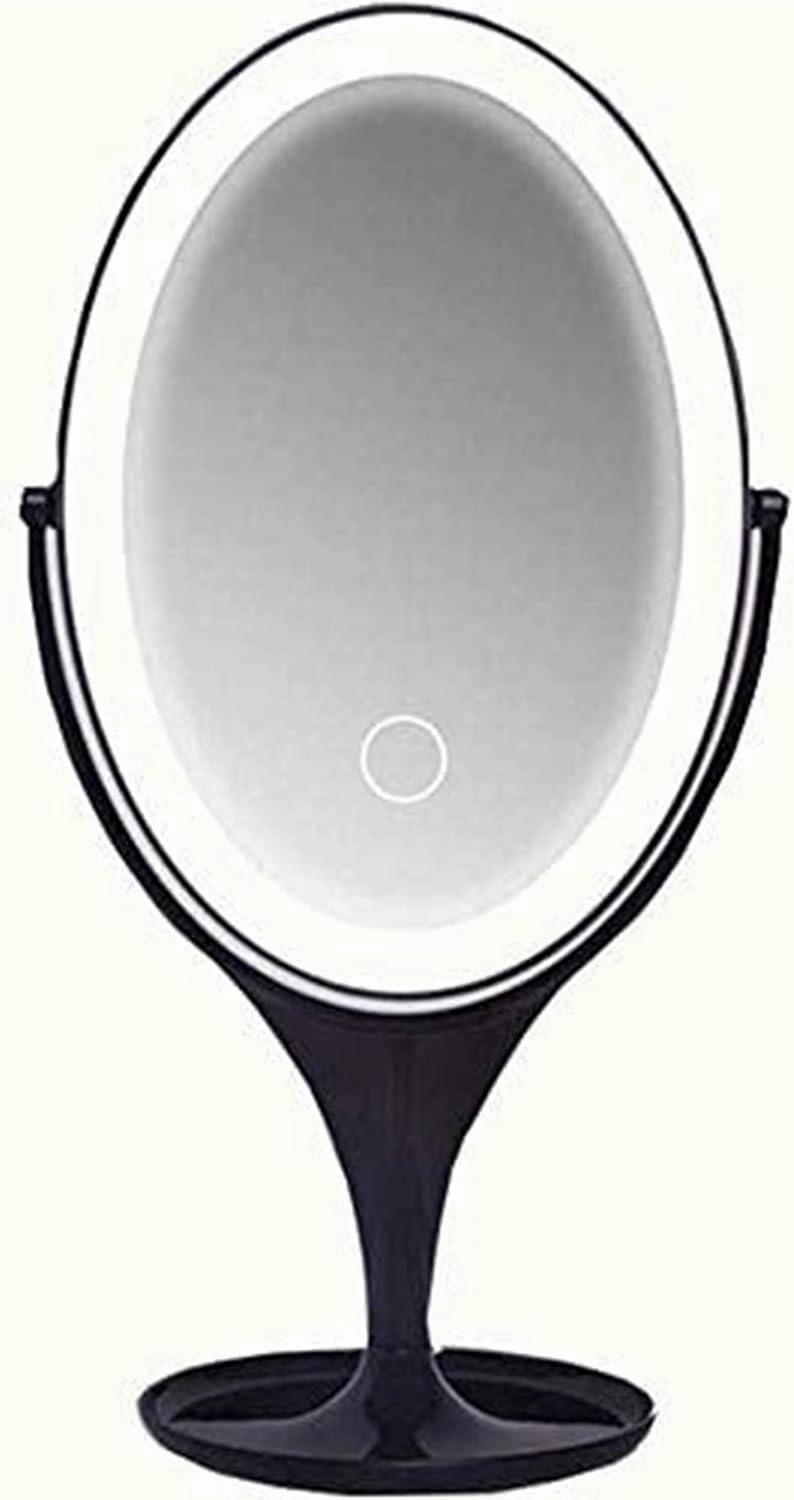 Small Mirror Vanity Mirror Portable LED USB Charging Desktop Dressing Single-Sided Fill Light Smart Touch Dimming Oval,Bedroom Living Room Hallway Any Room Makeup Mirror