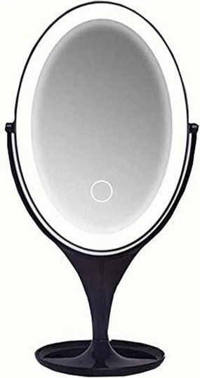 Small Mirror Vanity Mirror Portable LED USB Charging Desktop Dressing Single-Sided Fill Light Smart Touch Dimming Oval,Bedroom Living Room Hallway Any Room Makeup Mirror