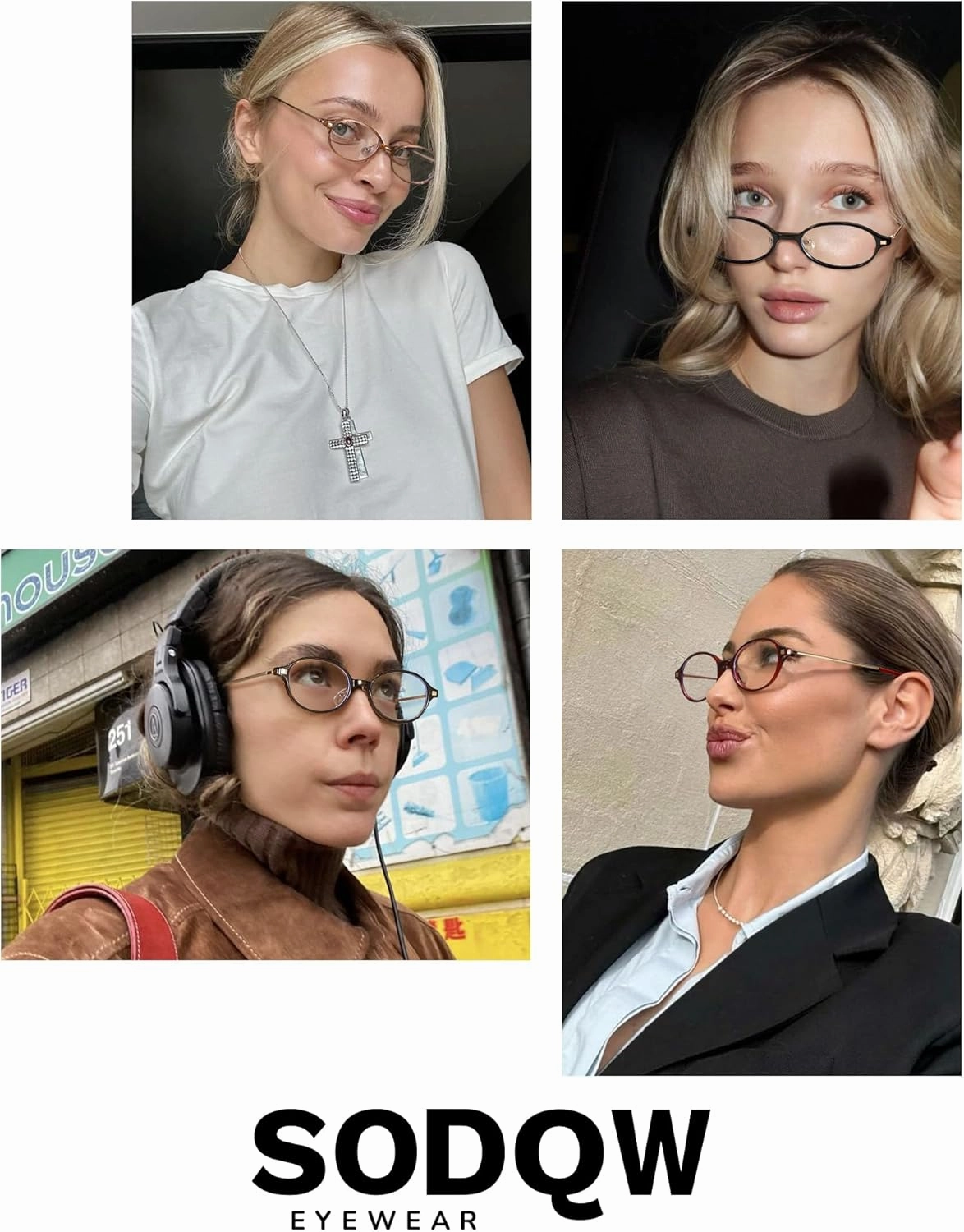 Small Retro Oval Fake Glasses for Women Fashion Blue Light Non Prescription Eyeglasses to Cosplay