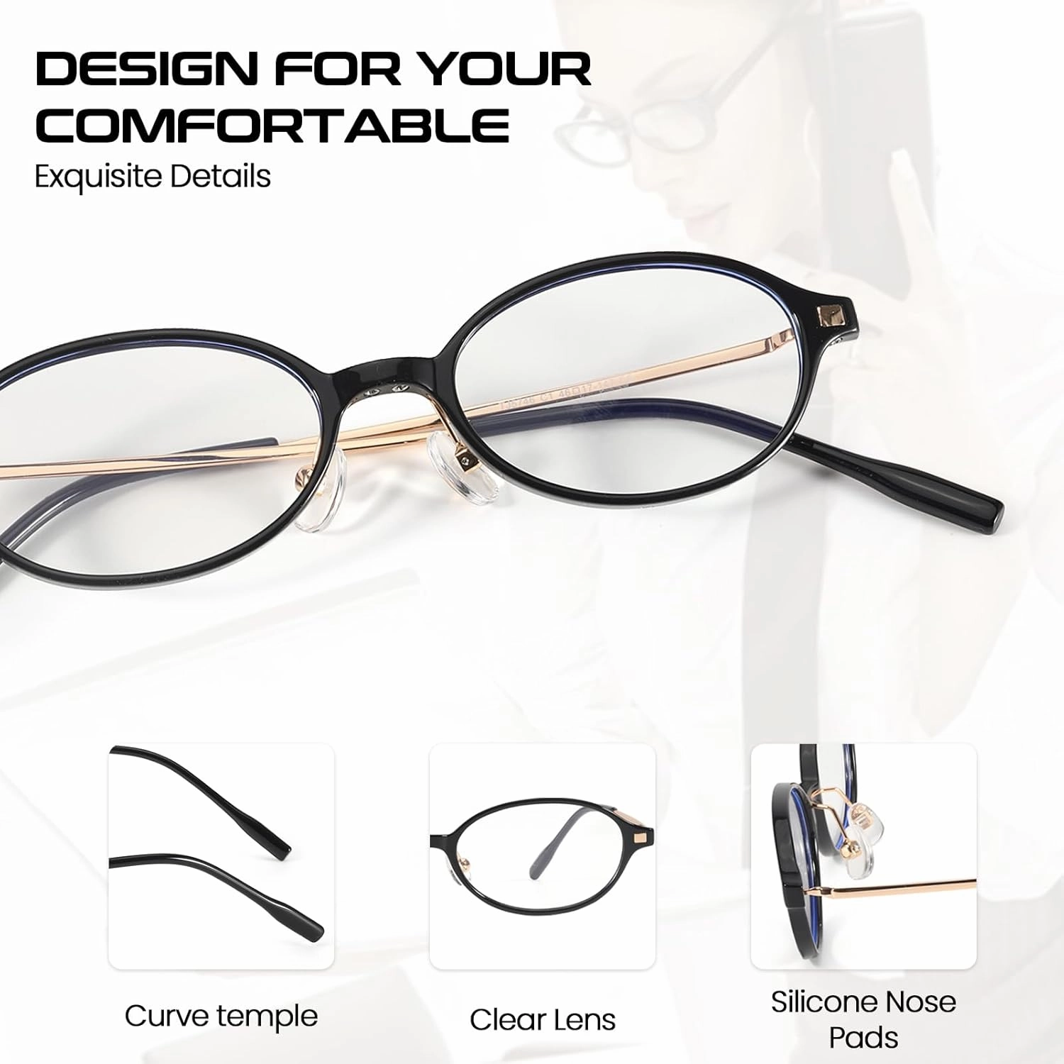 Small Retro Oval Fake Glasses for Women Fashion Blue Light Non Prescription Eyeglasses to Cosplay