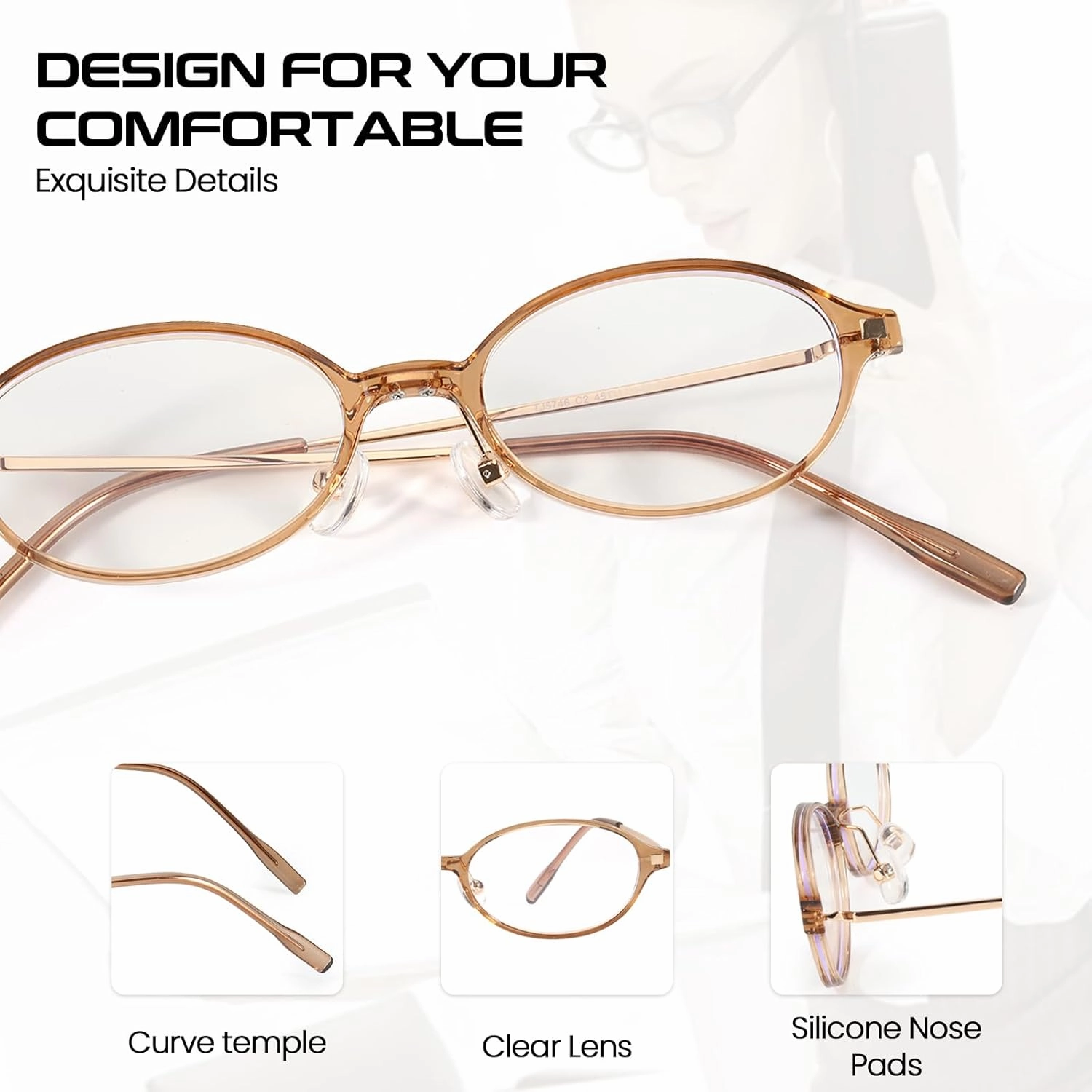 Small Retro Oval Fake Glasses for Women Fashion Blue Light Non Prescription Eyeglasses to Cosplay