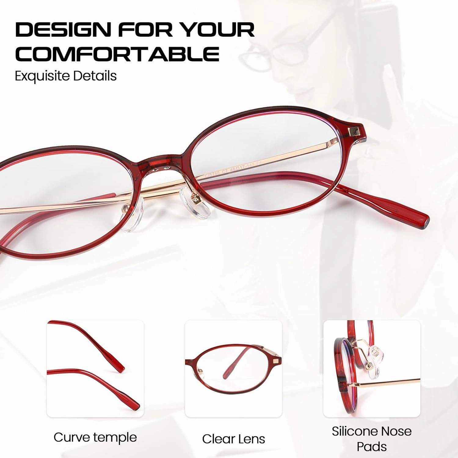 Small Retro Oval Fake Glasses for Women Fashion Blue Light Non Prescription Eyeglasses to Cosplay