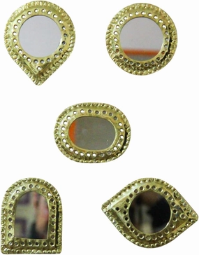 Small Wall Mirrors Decorative Living Room Set of 5 | Gold Round Arch Eye Oval Octagon Mirrors for Wall Decor Bedroom | Circle Mirror Wall Decor | Decorative Mirrors Home | Handmade Brass Mirror