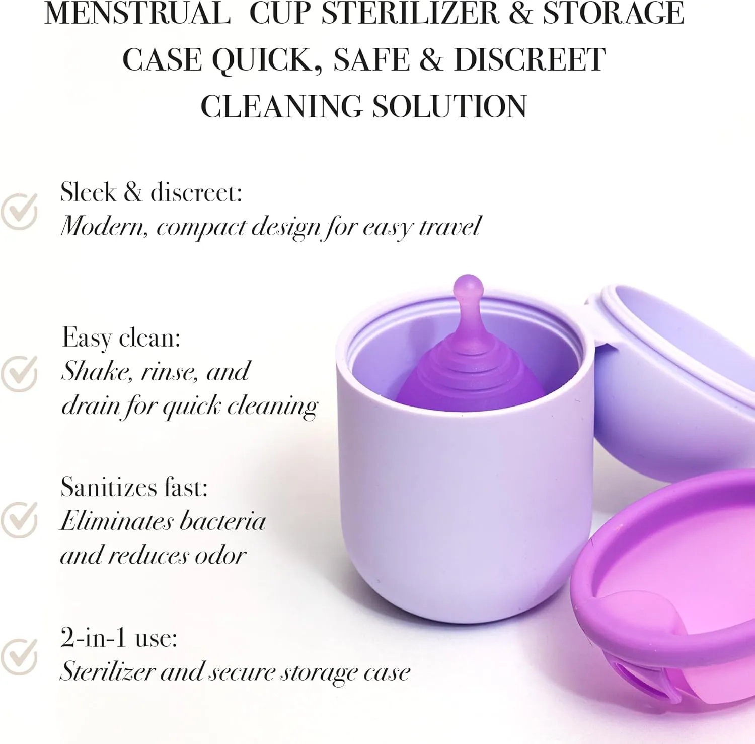 Soft Reusable Menstrual Cup & Disc Kit (Large) – Comfortable, Leak-Free Protection Up to 12 Hours – Easy Pull-Tab Removal – Medical-Grade Silicone – Includes Cup, Disc & Sterilizer Case