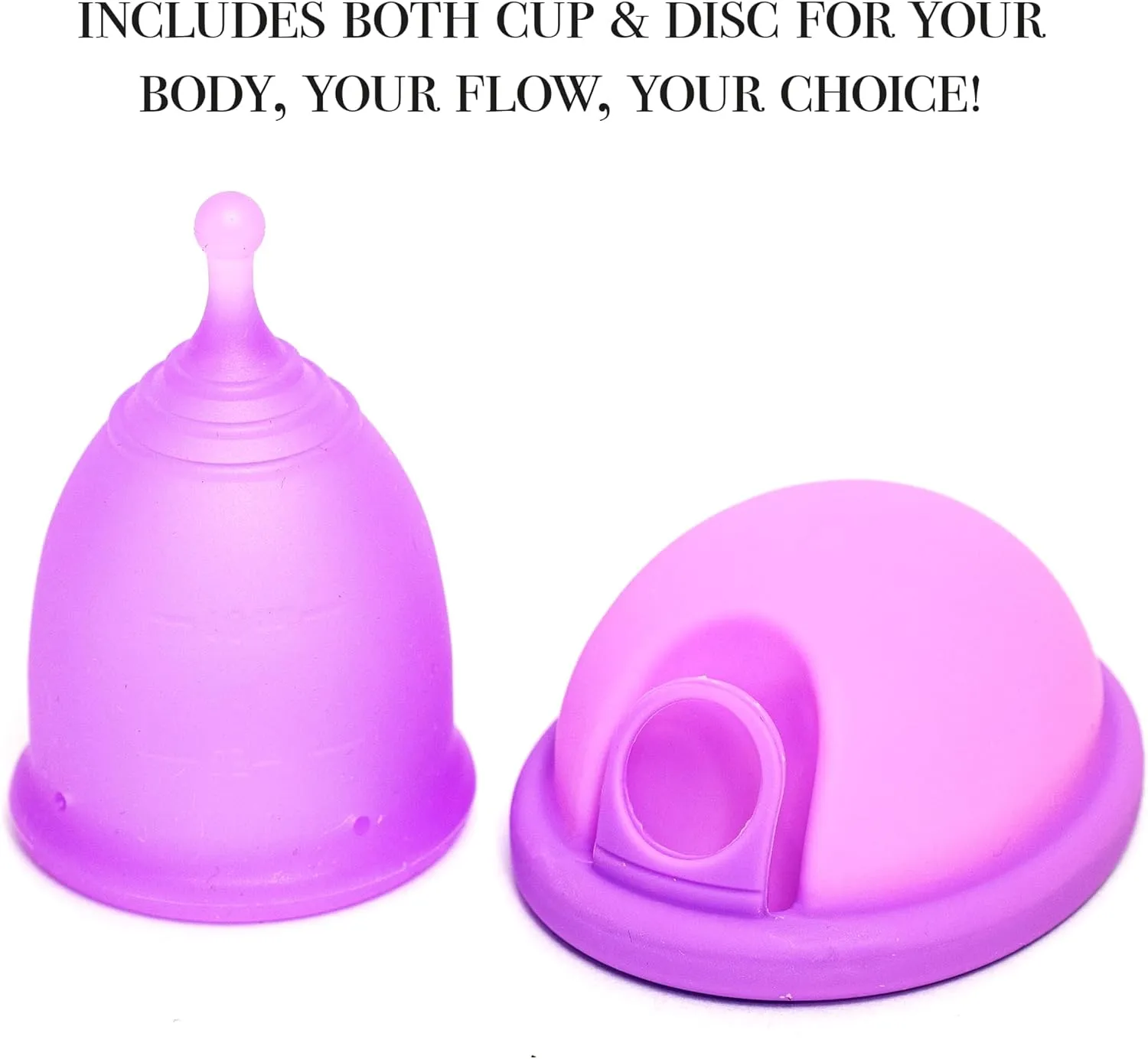 Soft Reusable Menstrual Cup & Disc Kit (Large) – Comfortable, Leak-Free Protection Up to 12 Hours – Easy Pull-Tab Removal – Medical-Grade Silicone – Includes Cup, Disc & Sterilizer Case