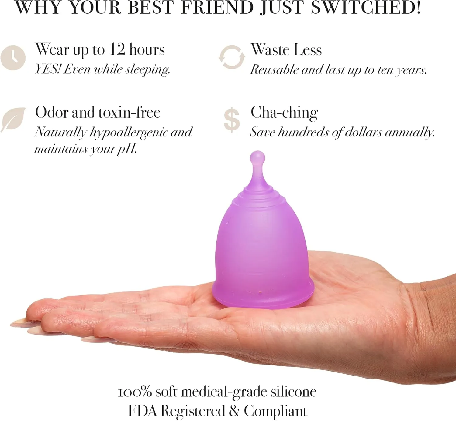Soft Reusable Menstrual Cup & Disc Kit (Large) – Comfortable, Leak-Free Protection Up to 12 Hours – Easy Pull-Tab Removal – Medical-Grade Silicone – Includes Cup, Disc & Sterilizer Case