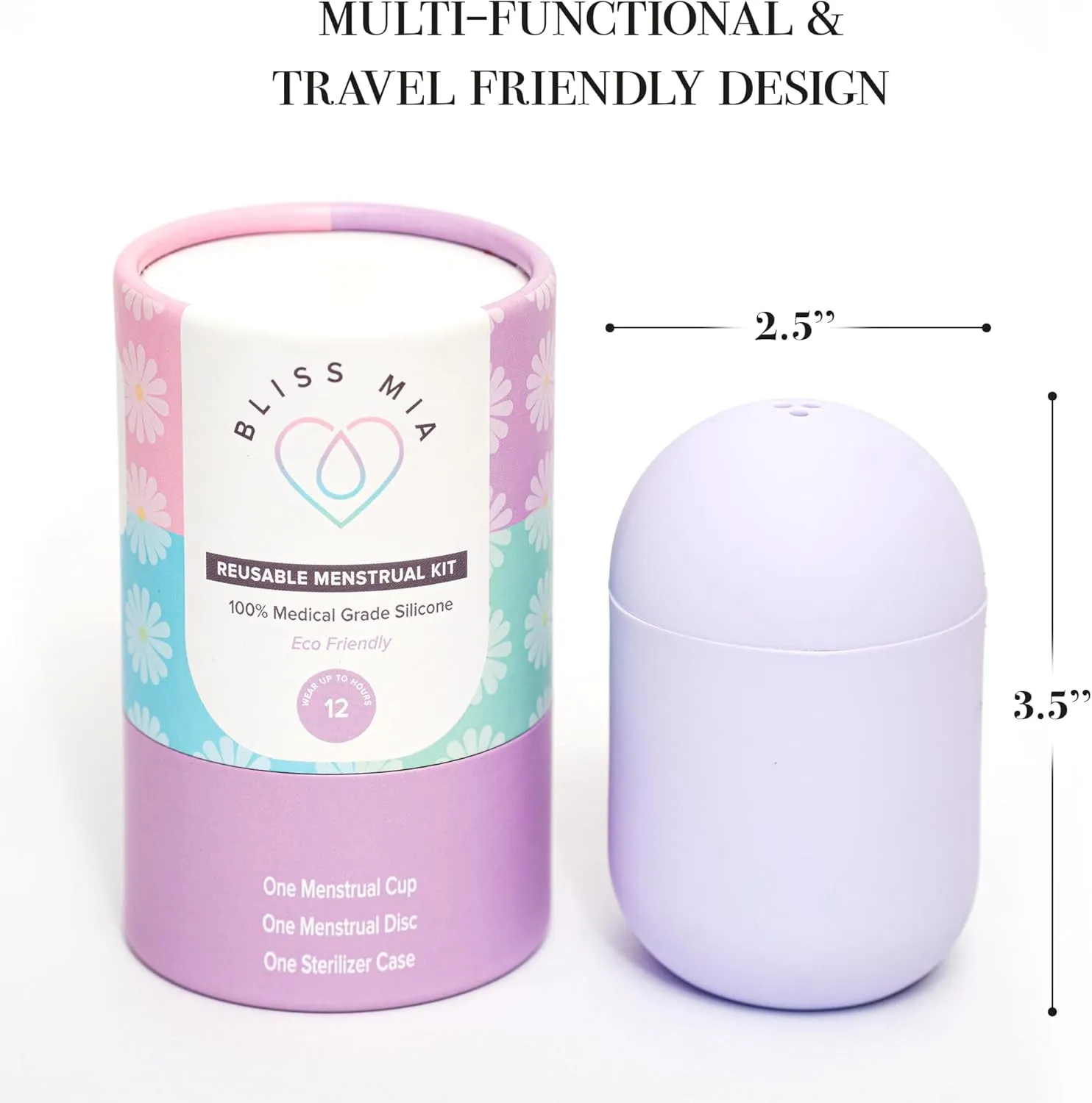 Soft Reusable Menstrual Cup & Disc Kit (Large) – Comfortable, Leak-Free Protection Up to 12 Hours – Easy Pull-Tab Removal – Medical-Grade Silicone – Includes Cup, Disc & Sterilizer Case