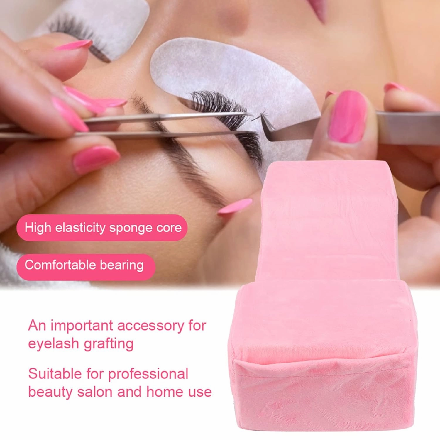 Soft Elastic Eyelash Extension Pillow, Neck Pillow with Comfortable Foam and Super Soft Flannelette, Eyelash Grafting U shaped Pillow, Eyelash Extension Tool for Beauty Salon(pink)