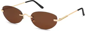 SOJOS Retro Small Oval Sunglasses Womens Trendy Rimless Sun Glasses Vintage Narrow Shades SJ1242