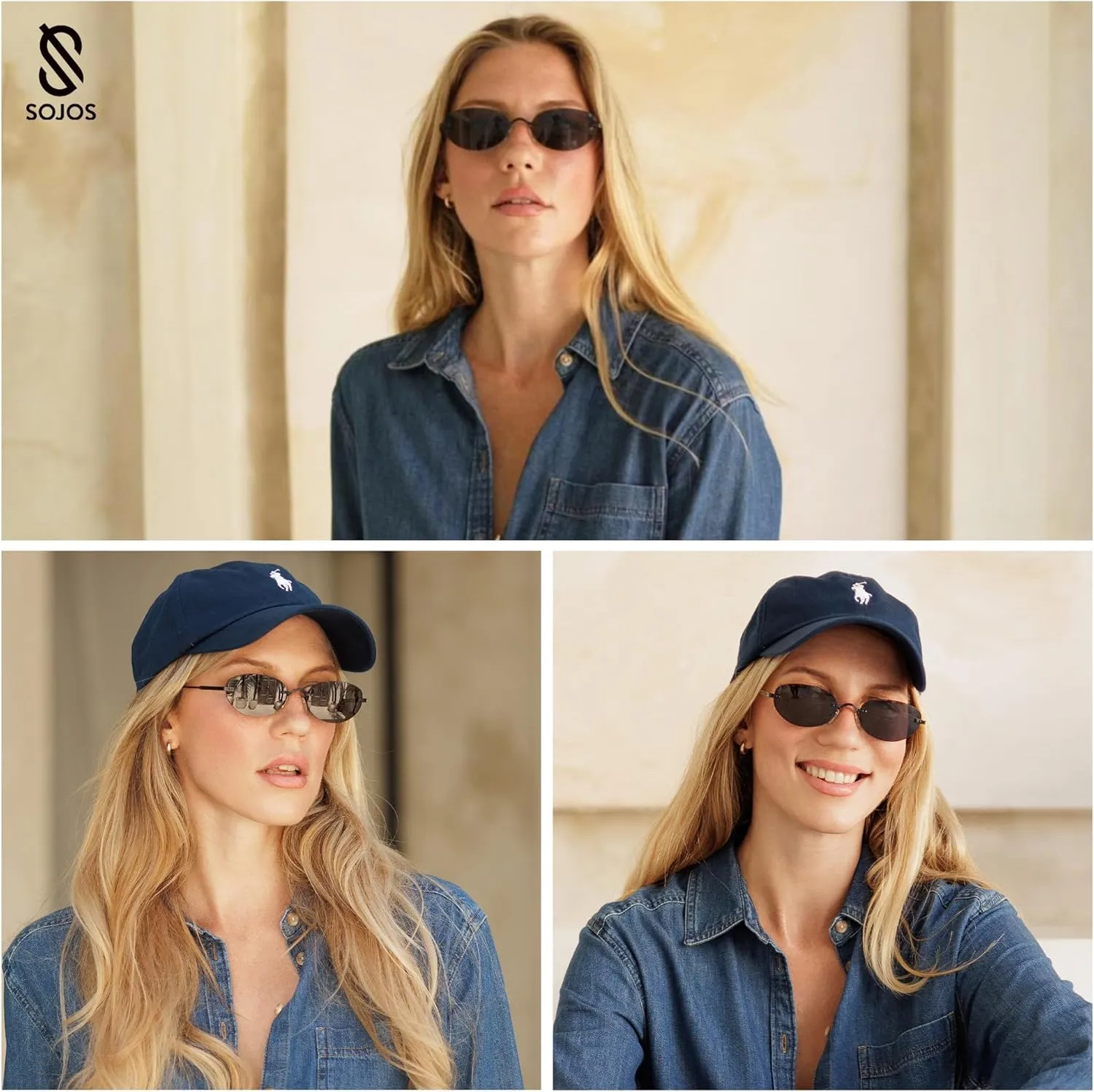 SOJOS Retro Small Oval Sunglasses Womens Trendy Rimless Sun Glasses Vintage Narrow Shades SJ1242