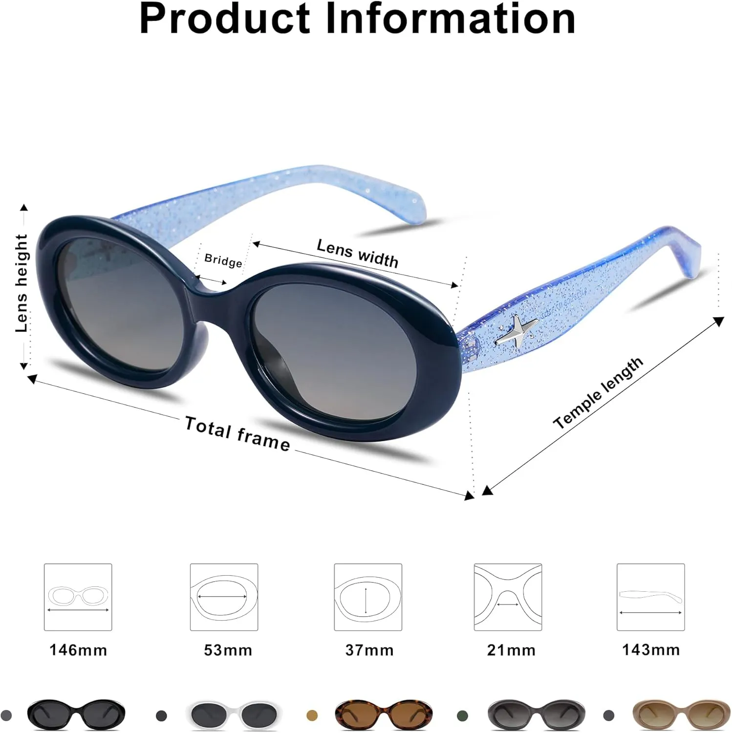 SOJOS Small Retro Oval Polarized Sunglasses for Women Men 90s Vintage Small Face UV400 Protection Tiny Sun Glasses SJ2286