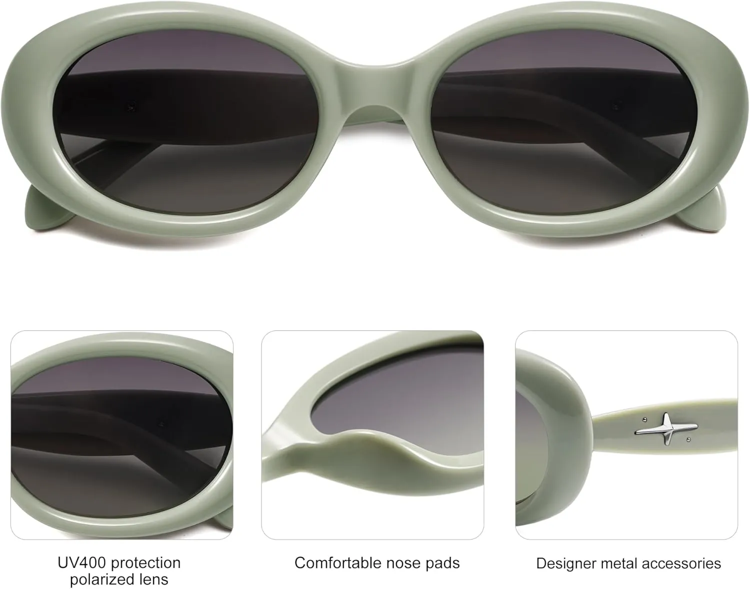 SOJOS Small Retro Oval Polarized Sunglasses for Women Men 90s Vintage Small Face UV400 Protection Tiny Sun Glasses SJ2286