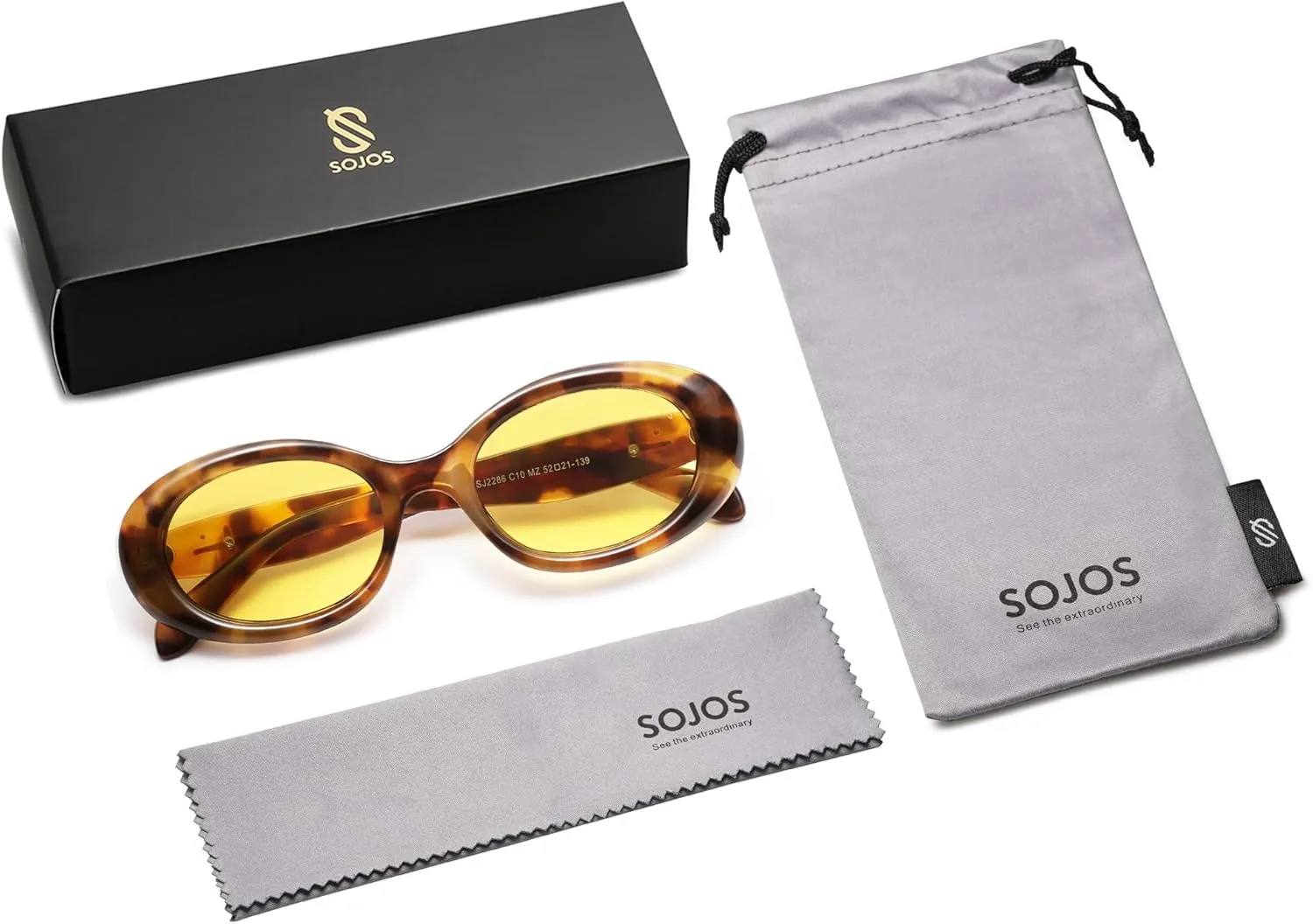 SOJOS Small Retro Oval Polarized Sunglasses for Women Men 90s Vintage Small Face UV400 Protection Tiny Sun Glasses SJ2286