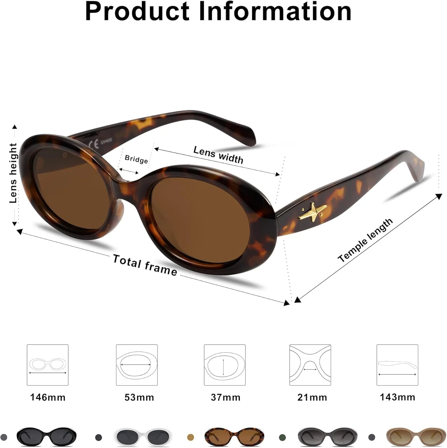 SOJOS Small Retro Oval Polarized Sunglasses for Women Men 90s Vintage Small Face UV400 Protection Tiny Sun Glasses SJ2286
