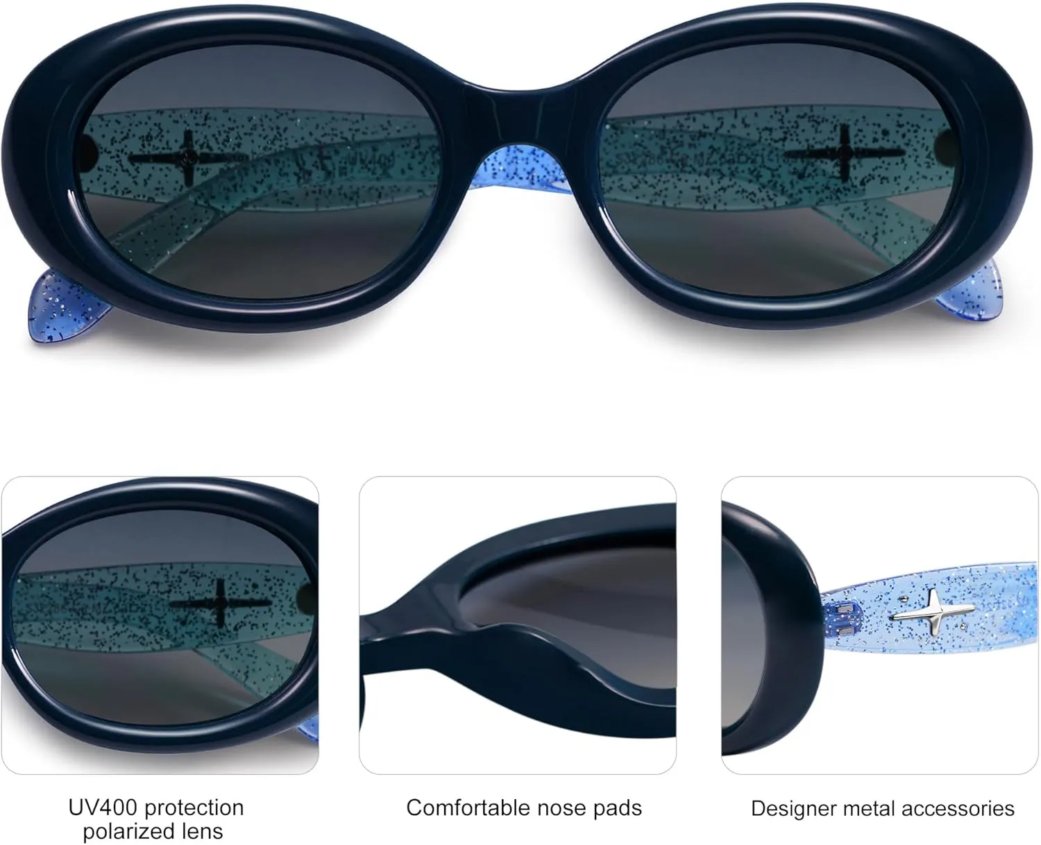 SOJOS Small Retro Oval Polarized Sunglasses for Women Men 90s Vintage Small Face UV400 Protection Tiny Sun Glasses SJ2286