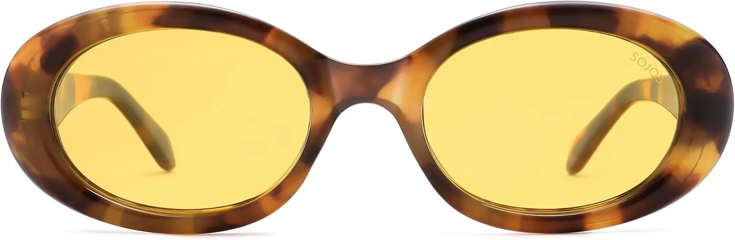 SOJOS Small Retro Oval Polarized Sunglasses for Women Men 90s Vintage Small Face UV400 Protection Tiny Sun Glasses SJ2286