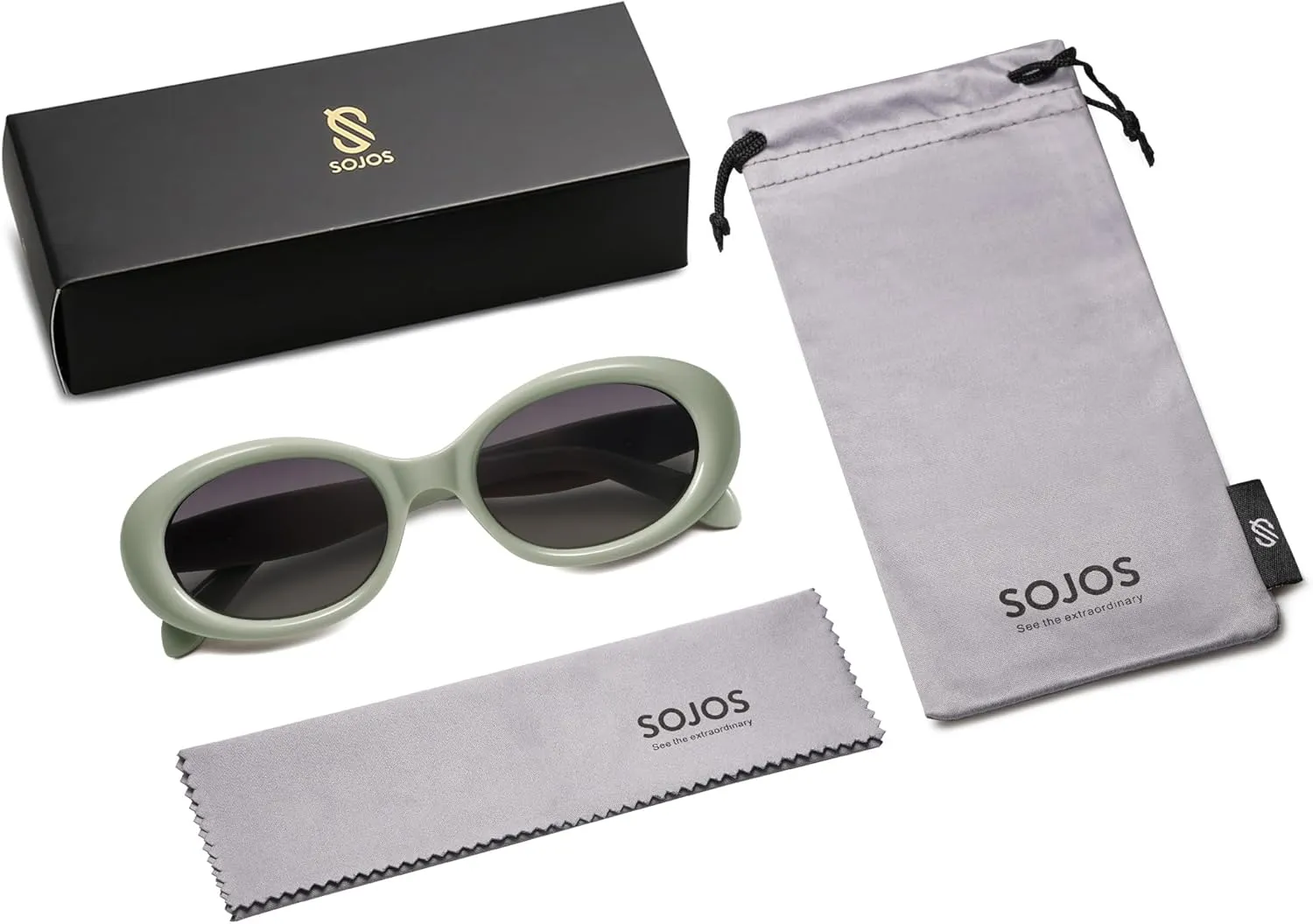 SOJOS Small Retro Oval Polarized Sunglasses for Women Men 90s Vintage Small Face UV400 Protection Tiny Sun Glasses SJ2286
