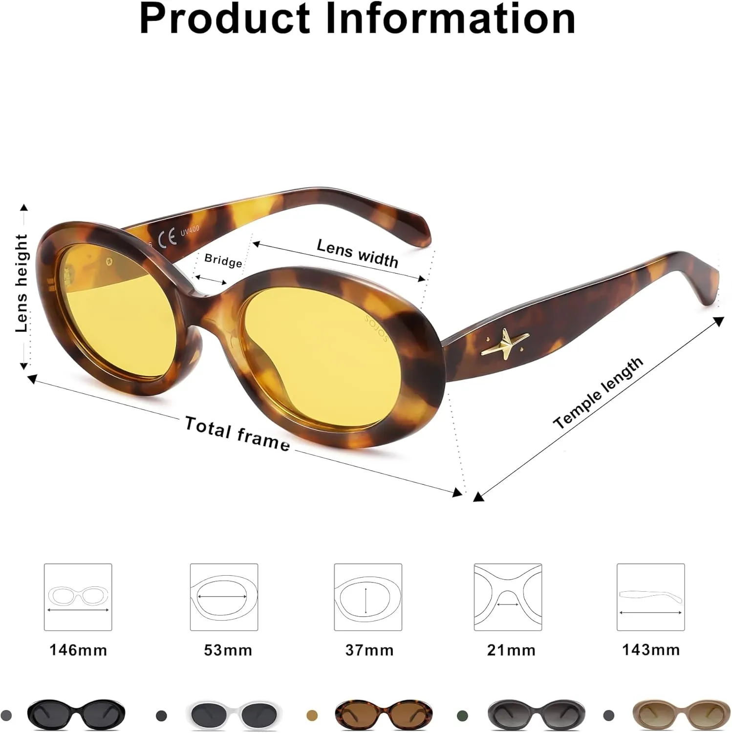 SOJOS Small Retro Oval Polarized Sunglasses for Women Men 90s Vintage Small Face UV400 Protection Tiny Sun Glasses SJ2286