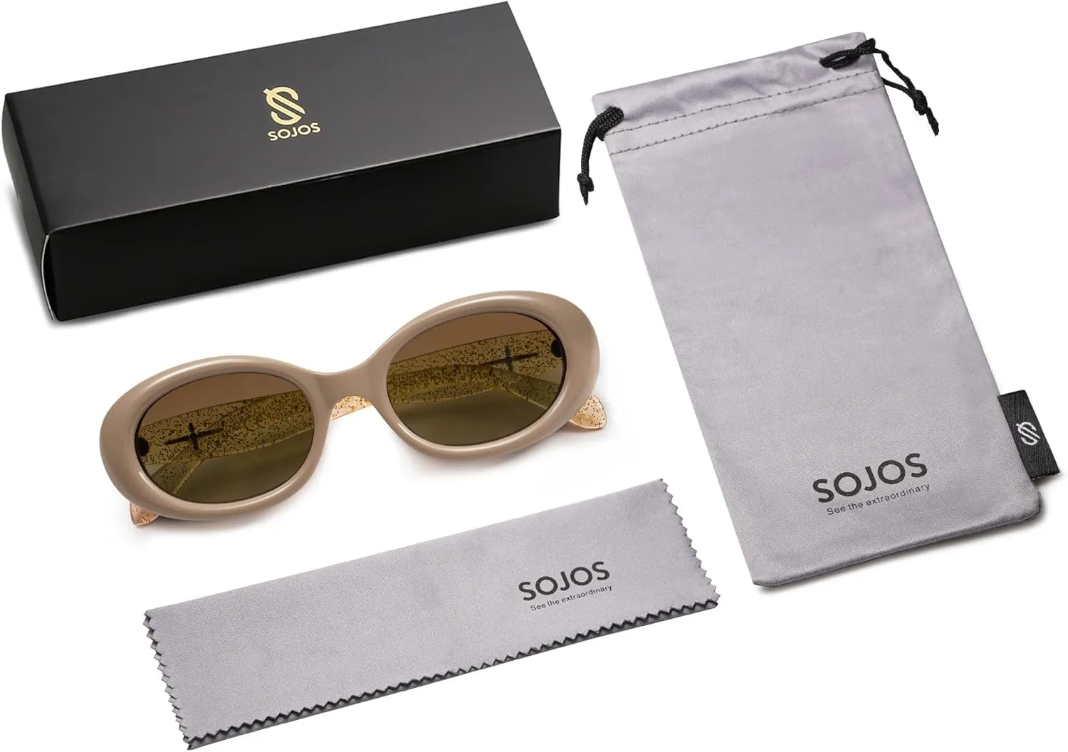 SOJOS Small Retro Oval Polarized Sunglasses for Women Men 90s Vintage Small Face UV400 Protection Tiny Sun Glasses SJ2286