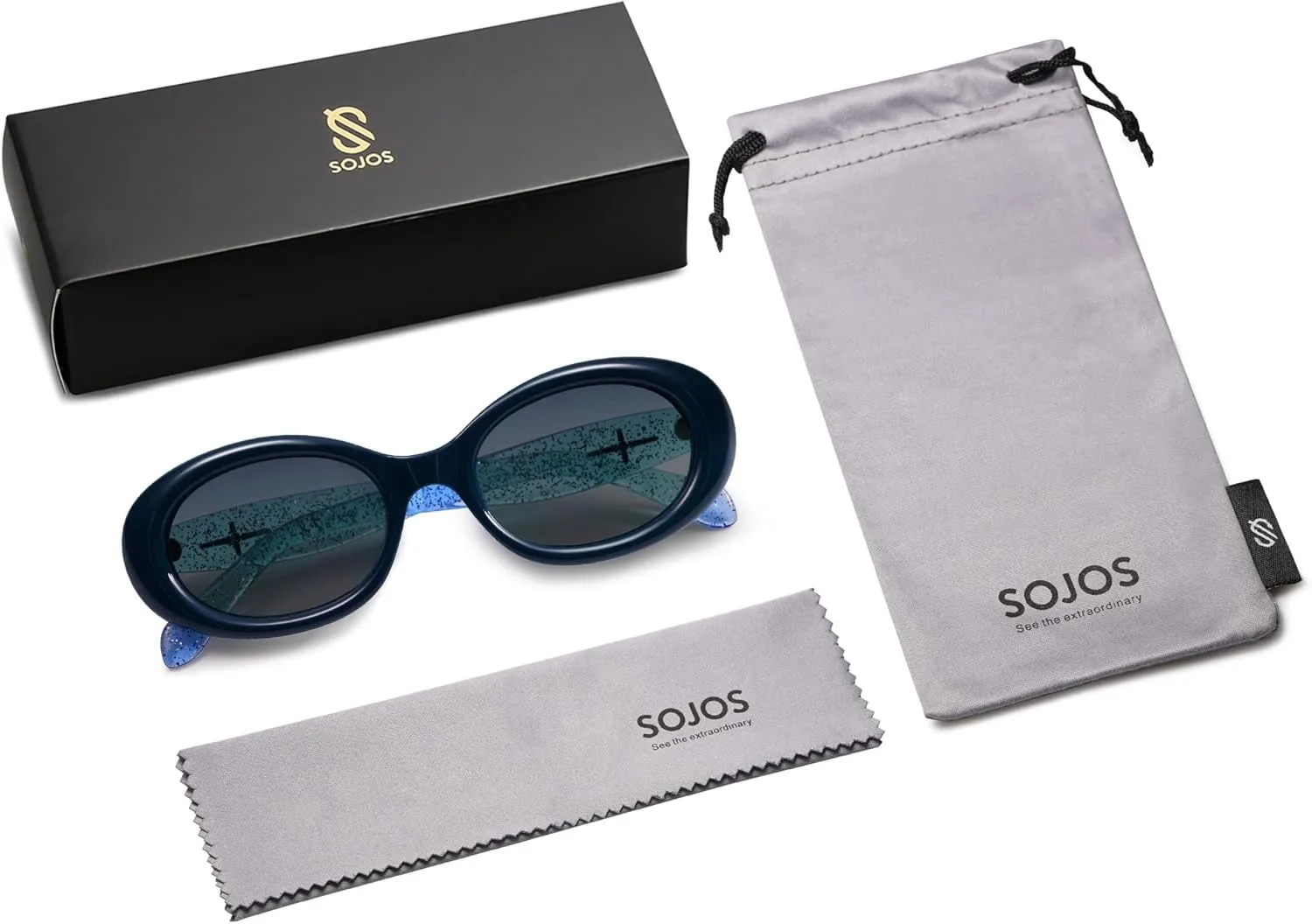 SOJOS Small Retro Oval Polarized Sunglasses for Women Men 90s Vintage Small Face UV400 Protection Tiny Sun Glasses SJ2286