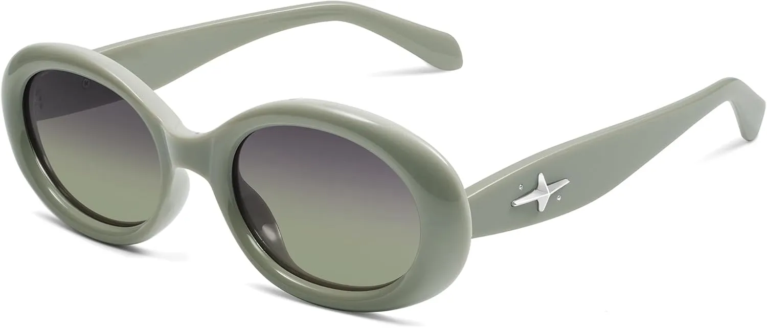 SOJOS Small Retro Oval Polarized Sunglasses for Women Men 90s Vintage Small Face UV400 Protection Tiny Sun Glasses SJ2286