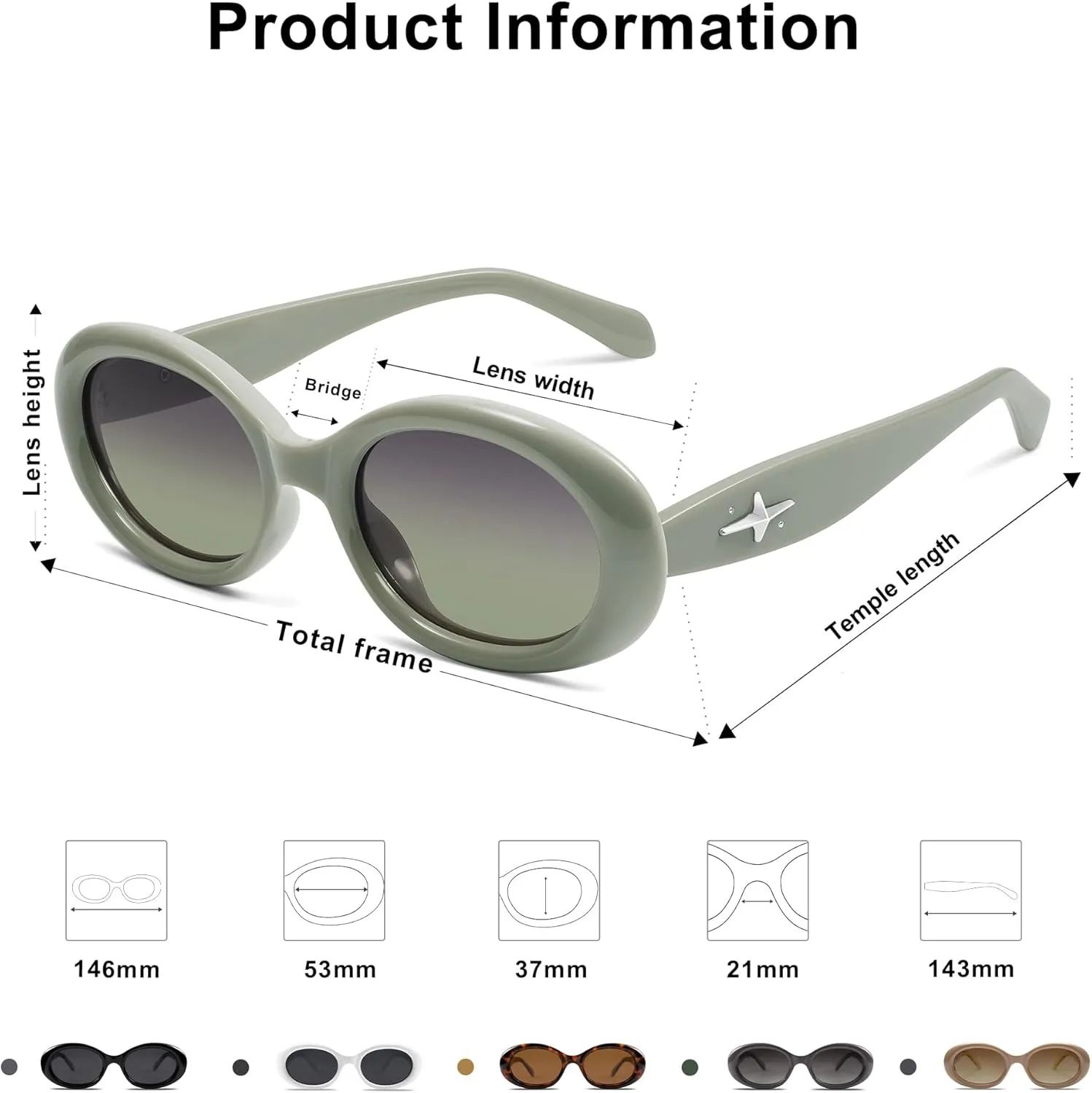 SOJOS Small Retro Oval Polarized Sunglasses for Women Men 90s Vintage Small Face UV400 Protection Tiny Sun Glasses SJ2286