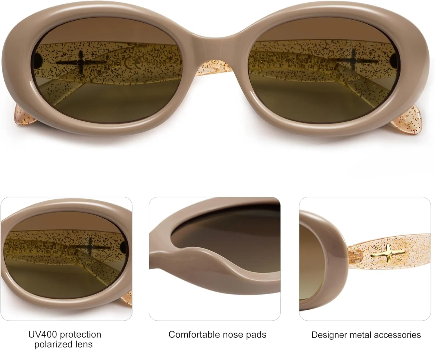 SOJOS Small Retro Oval Polarized Sunglasses for Women Men 90s Vintage Small Face UV400 Protection Tiny Sun Glasses SJ2286