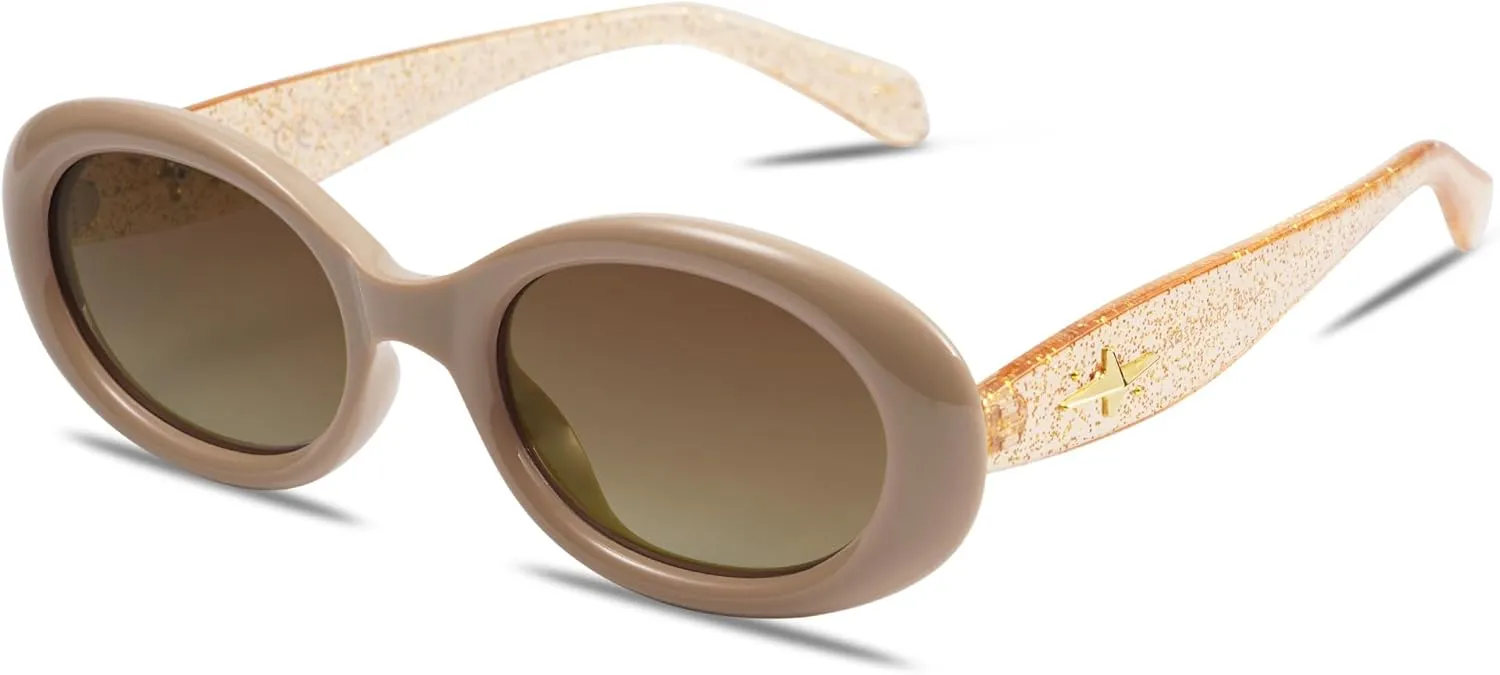 SOJOS Small Retro Oval Polarized Sunglasses for Women Men 90s Vintage Small Face UV400 Protection Tiny Sun Glasses SJ2286