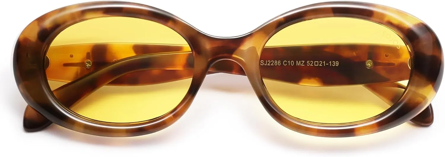 SOJOS Small Retro Oval Polarized Sunglasses for Women Men 90s Vintage Small Face UV400 Protection Tiny Sun Glasses SJ2286