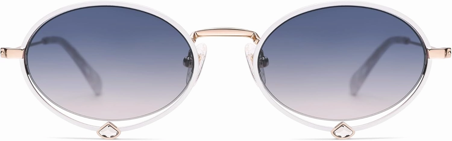 SOJOS Retro Oval Sunglasses for Women Trendy Lightweight Narrow Vintage Small Shades Non-Polarized Sun Glasses SJ1240
