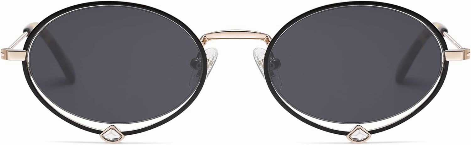 SOJOS Retro Oval Sunglasses for Women Trendy Lightweight Narrow Vintage Small Shades Non-Polarized Sun Glasses SJ1240