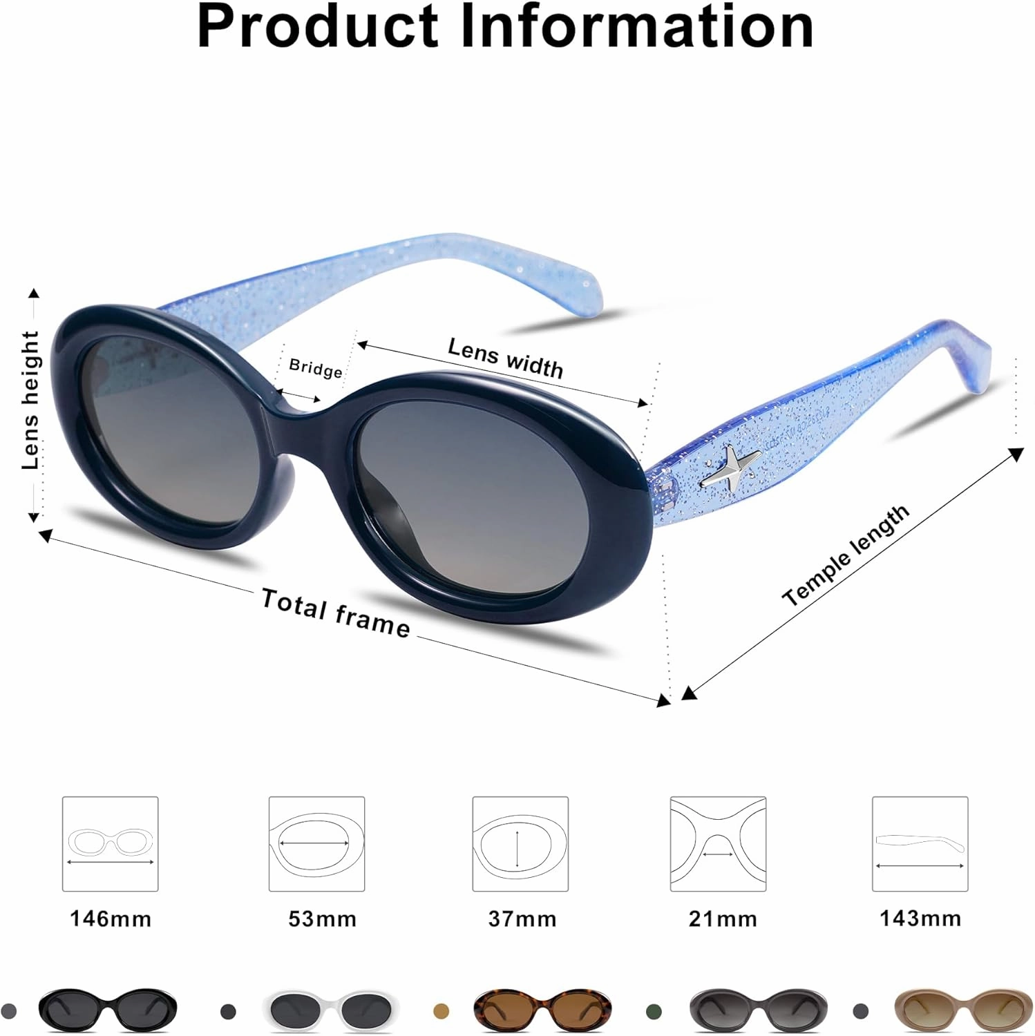 SOJOS Small Retro Oval Polarized Sunglasses for Women Men 90s Vintage Small Face UV400 Protection Tiny Sun Glasses SJ2286