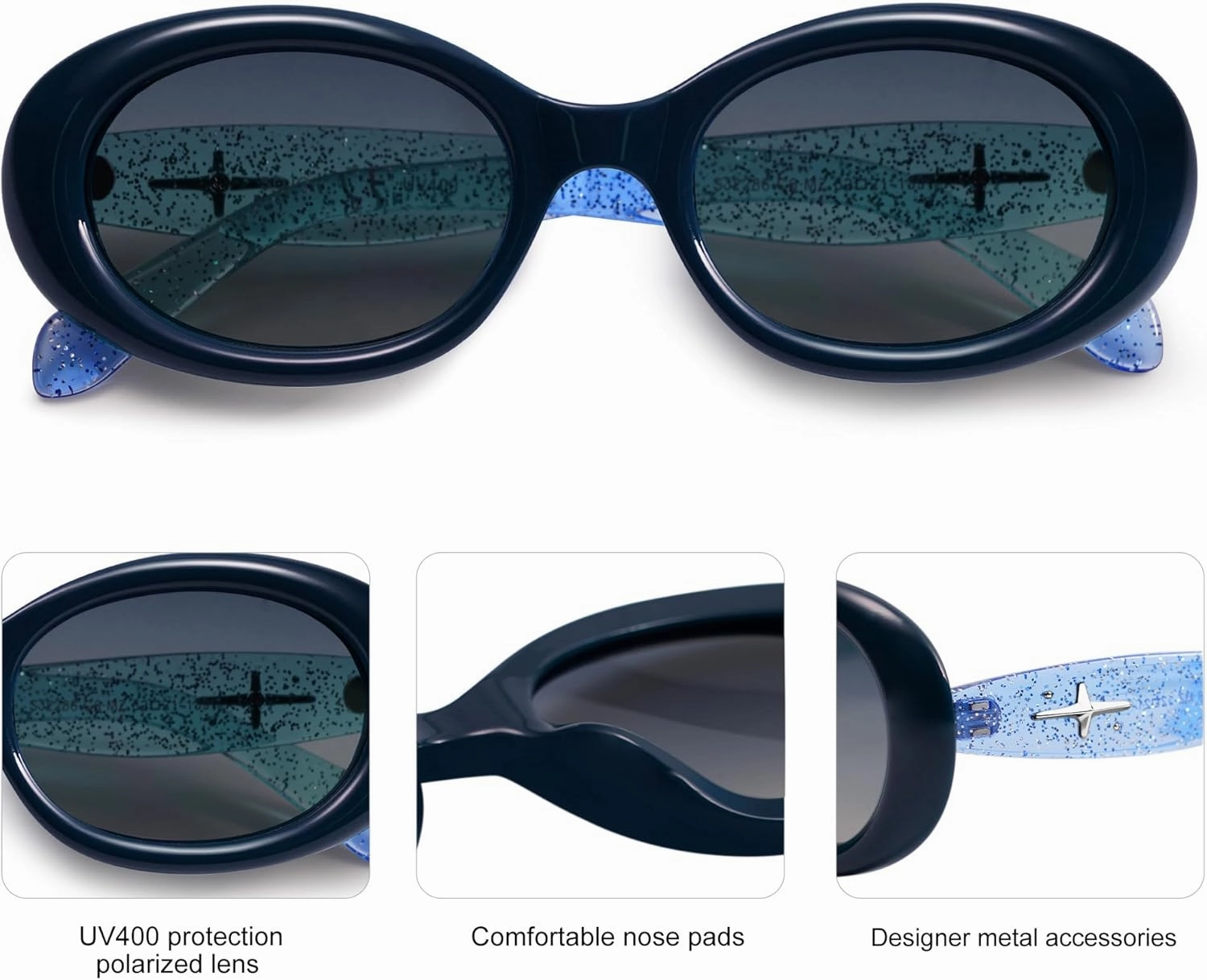 SOJOS Small Retro Oval Polarized Sunglasses for Women Men 90s Vintage Small Face UV400 Protection Tiny Sun Glasses SJ2286