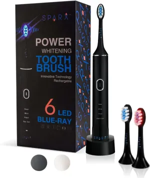 Sonic LED Whitening Toothbrush for Teeth Whitening & Gum Care | Rechargeable | Ultrasonic with 2 Blue-Lights LED Brush for Max Whitening Heads with RED LED for Gum Care